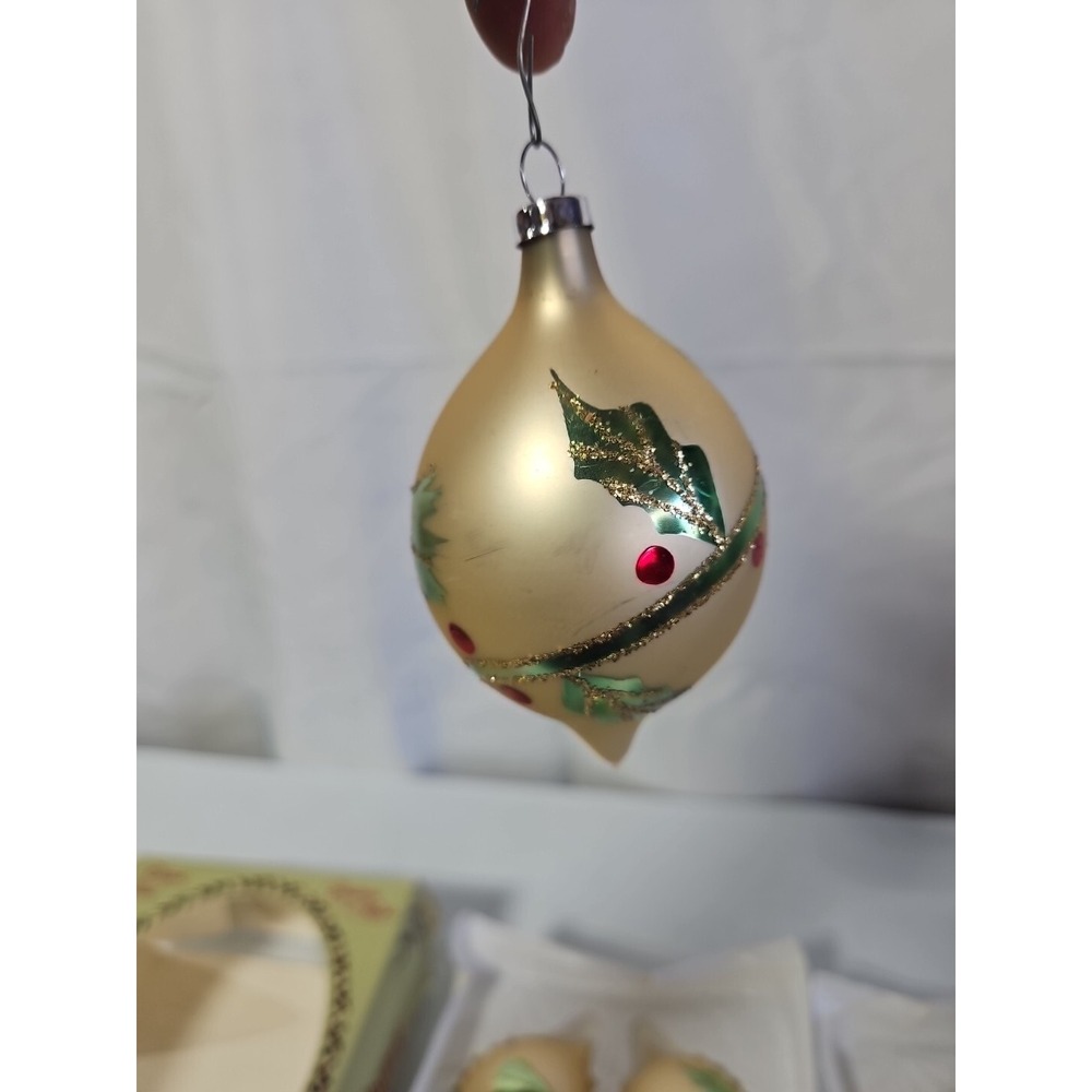 vintage christmas ornaments Christmas By Krebs Lot Of 8 Designer Glass With Crwn - Picture 6 of 7